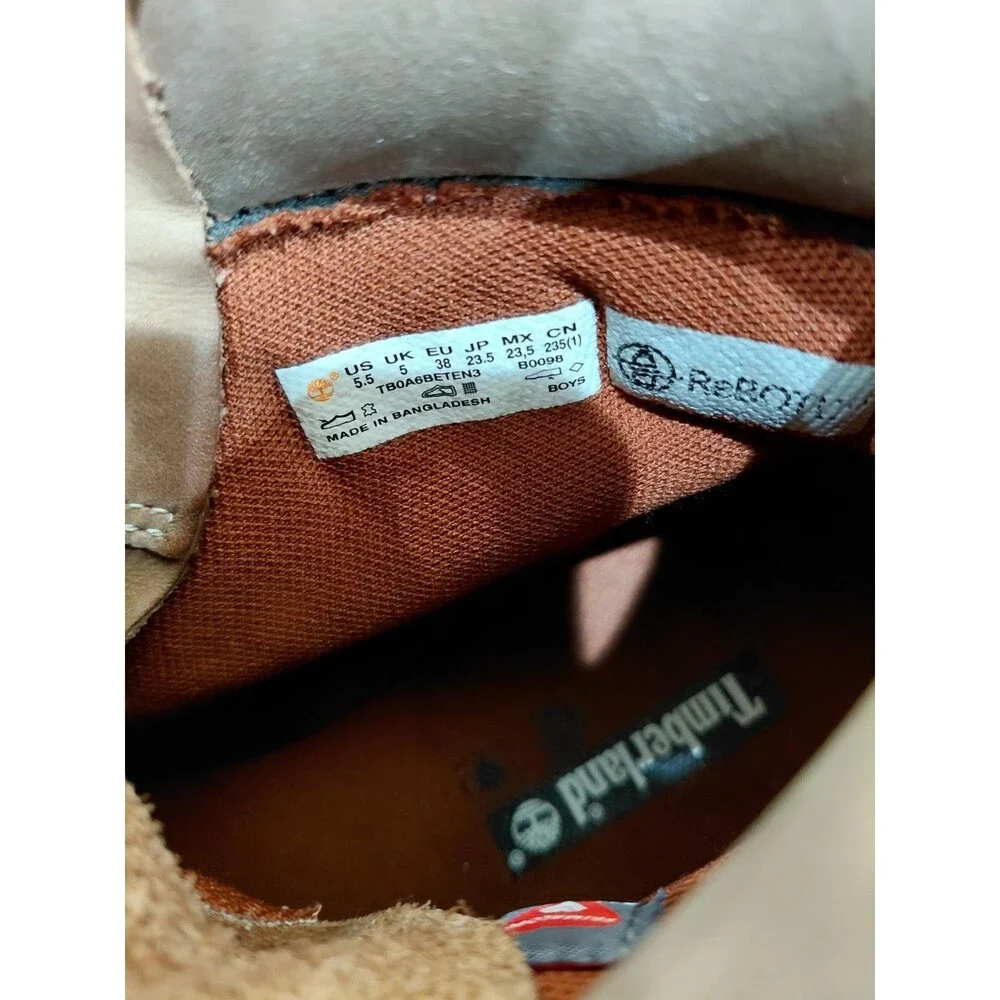 Timberland Boots Tan Leather Boys  Size 5.5 Waterproof